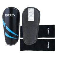 Щитки "TORRES Pro" арт.FS1608L, разм. L,без голеностопа, без заст.,эласт чулок, черно-сине-белый